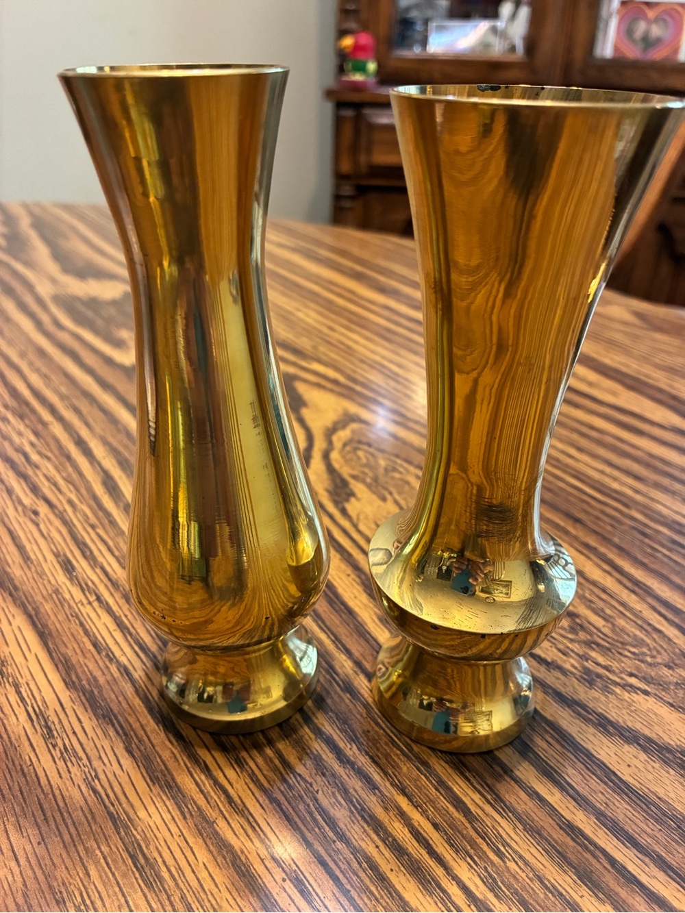 Brass Finish Decorative Bud Vases - Set of 2     6”
